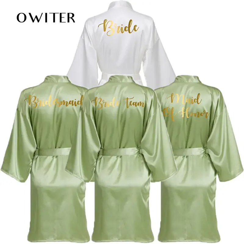 Top Trends: Silk Satin Robe Bride Robe Bridesmaid Robes Women Wedding Robes Bridal Robe Sleepwear Dressing Bathrobe Team Bride Green Shoppable Styles