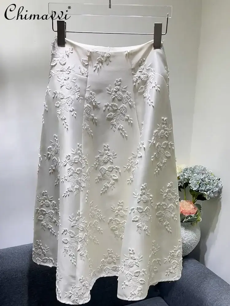 Top Trends: 2023 Summer Clothes Fashion Design High-end A- Line Skirt Heavy Industry Commuting Elegant High-waist Slim-fit White Skirt Women Shoppable Styles