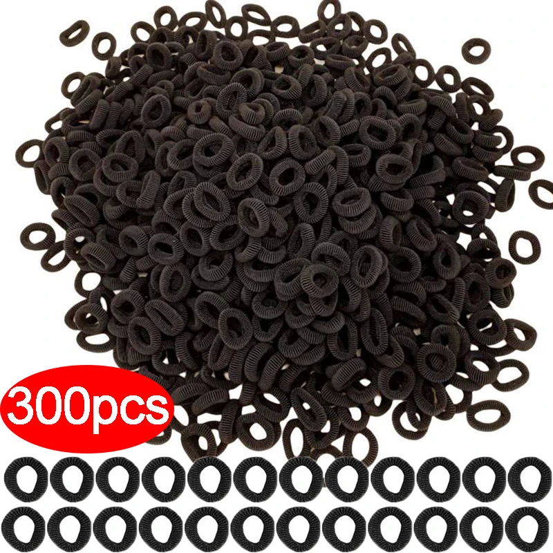 Top Trends: 100 / 300pcs Hair Rubber Bands Girls Women Small Black White Basic Nylon Ealstic Ponytail Holder Scrunchie Headwear Accessories Shoppable Styles