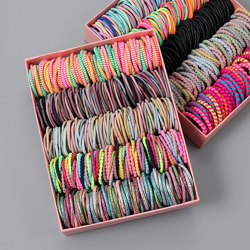 Top Trends: 100pcs New Cute Girl Hair Bands Candy Color Elastic Rubber Band Hair Band Child Baby Headband Scrunchie Hair Tie Accessories Shoppable Styles