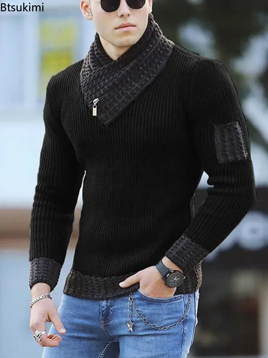 Top Trends: New Autumn Winter Men Casual Vintage Knitted Sweater Wool Turtleneck Oversize 2024 Korean Men Warm Cotton Pullovers Sweaters Shoppable Styles - Image 3