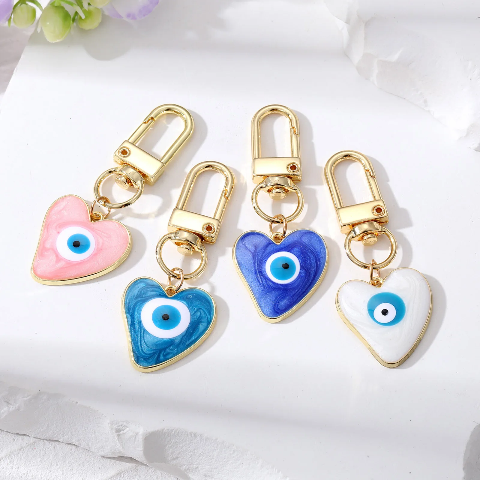 Top Trends: Fashion Keychain Turkish Heart Evil Eye Enamel Pendant Keychains Blue Eye Keyring School Bag Car Key Jewelry Accessories , 1Piece Shoppable Styles