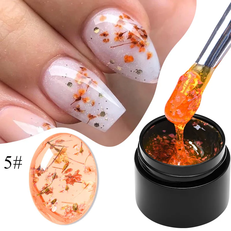 Top Trends: Mtssii Yellow Pink Blue Dried Flower Gel Nail Polish Summer Natural Flower Nail Art Painting Soak Off UV LED Gel Varnishes 5ml Shoppable Styles