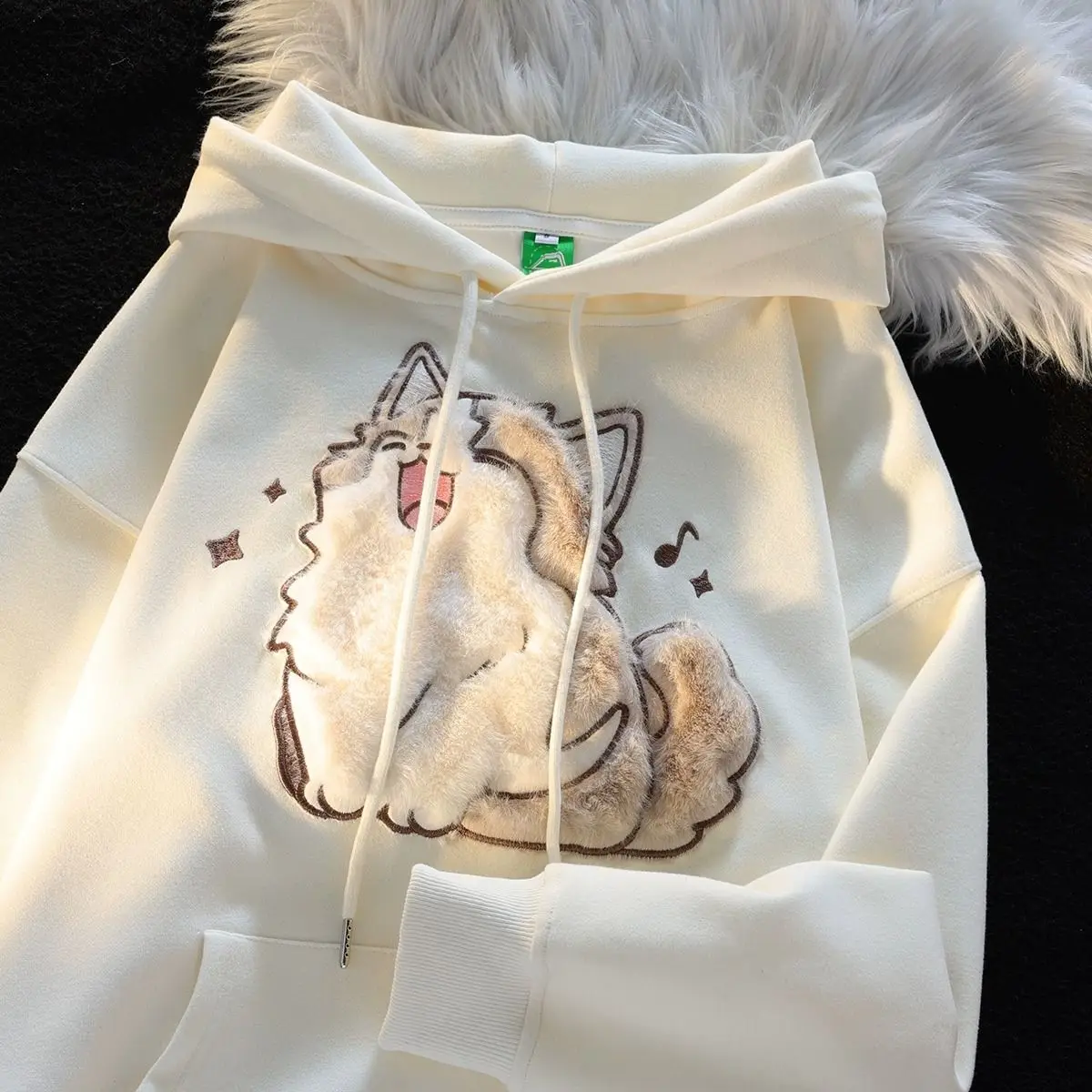 Top Trends: Cute Kitten Plush Embroidered Hooded Sweatshirt For Men And Women In Autumn And Winter Loose, Sweet And Versatile College Top Shoppable Styles