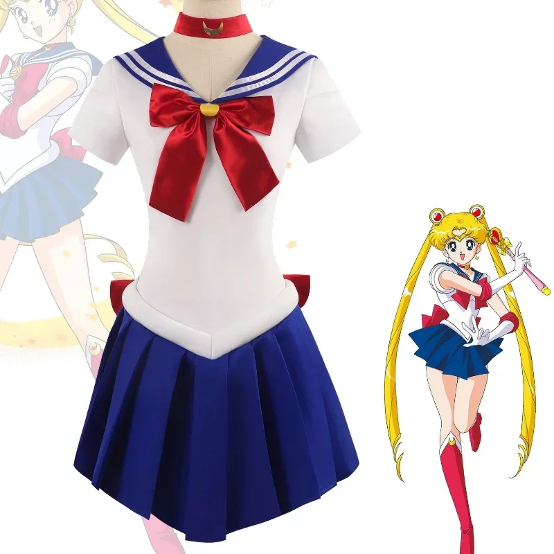 Top Trends: Japanese Anime Moon Cosplay Costume Women Tsukino Usagi Sailor Uniform Dress Set Adult Children Halloween Costumes Party Outfit Shoppable Styles