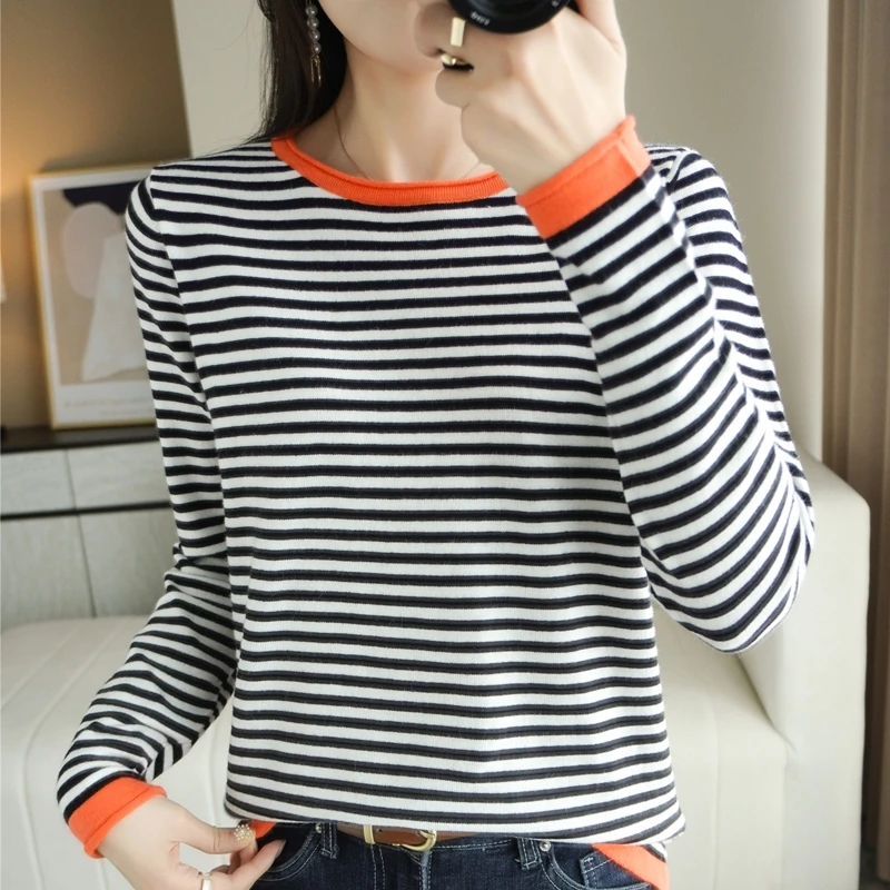 Top Trends: 2022 Cashmere Sweater Women's Sweater Fashion Pullover Striped Sweater Autumn Winter Women's Cashmere Sweater Shoppable Styles