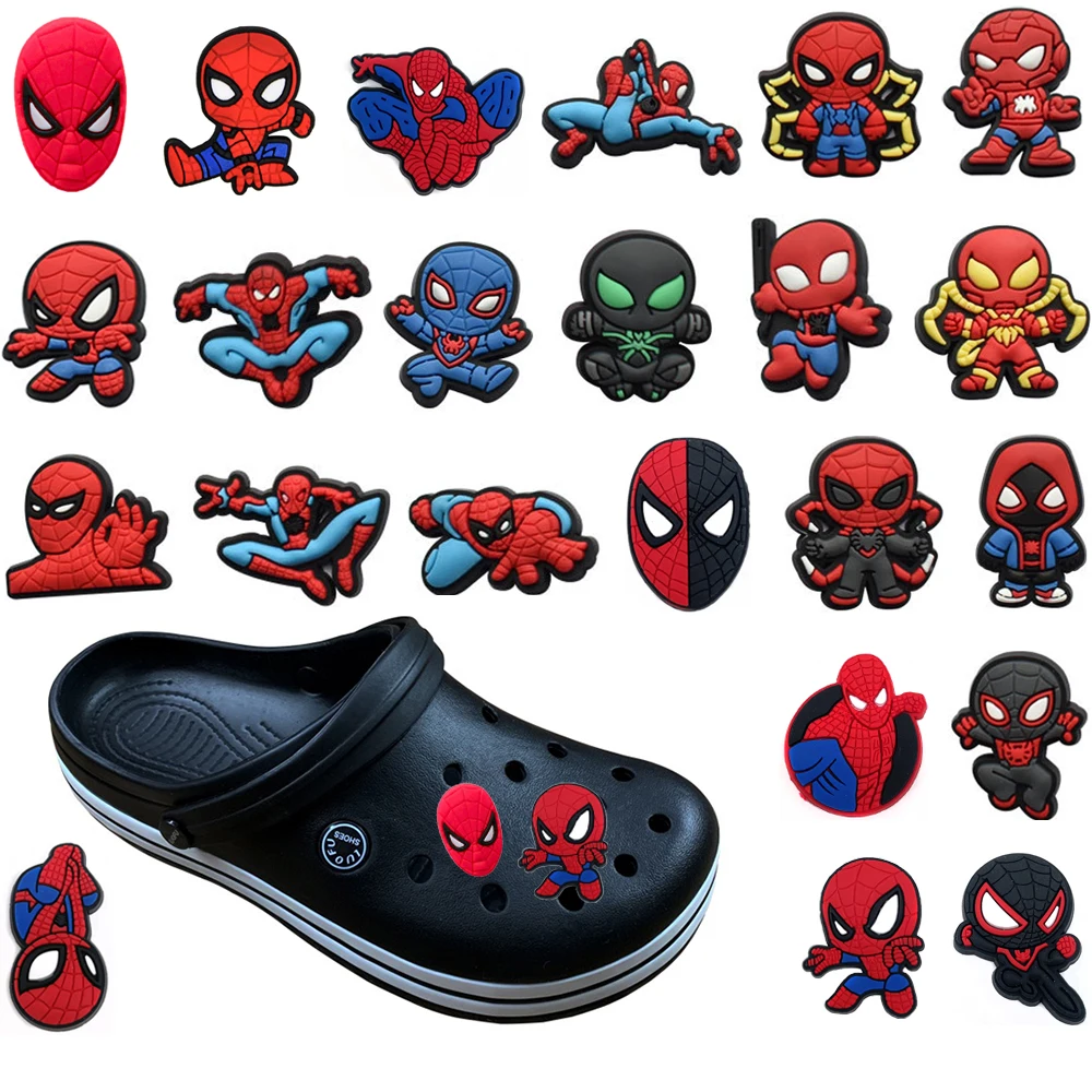 Top Trends: 1pcs Marvel Spiderman Shoe Charms Shoe Buckle DIY Slippers Accessories Souvenir Cartoon Sandal Clog Shoes Decorations Kids Gifts Shoppable Styles