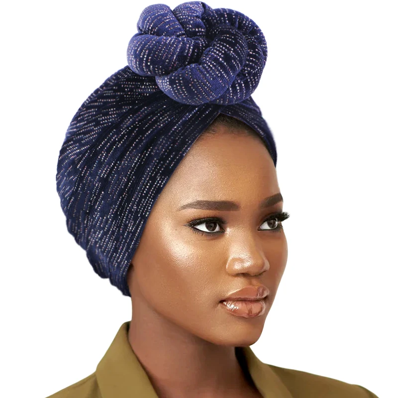 Top Trends: New Women Velvet Rhinestone Large Flower Stretch Turban Hat Headwrap Bonnet Hat Top Knot Head Wraps Muslim Hijab Hat Head Cover Shoppable Styles