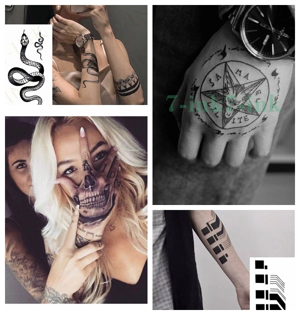 Top Trends: Waterproof Temporary Tatoo Sticker Dark Pentagram Snake Python Totem Art Water Transfer Fake Tattoo Flash Tatto For Men Women Shoppable Styles