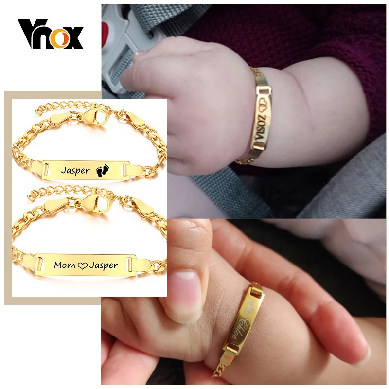 Top Trends: Vnox Personalize Mom Baby Name Bracelets Non Allergy Stainless Steel Infant Baptism Custom Family Love Gifts Adjustable Jewelry Shoppable Styles