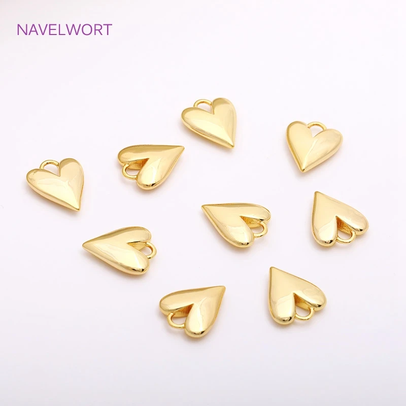 Top Trends: 14K Gold Plated Heart Charms For Jewelry Making , High Quality Brass Metal Smooth Love Heart Pendants DIY Earrings Necklaces Shoppable Styles