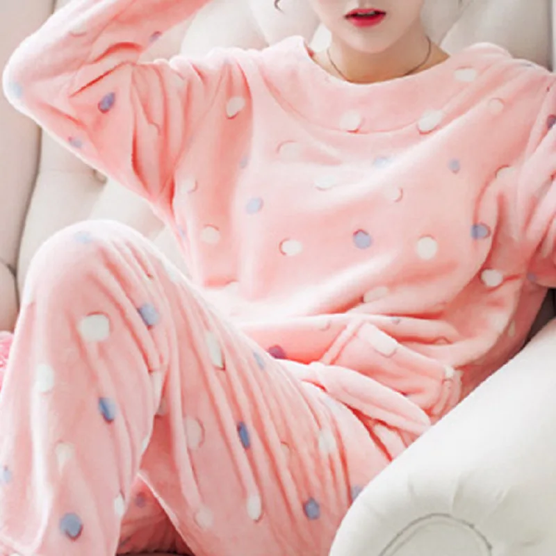 Top Trends: Women Pajamas Sets Winter Flannel Sleepwear Velvet Pyjama 2 Pieces Pjs Dot Warm Pijamas Mujer Female Loungewear Casual Homewear Shoppable Styles