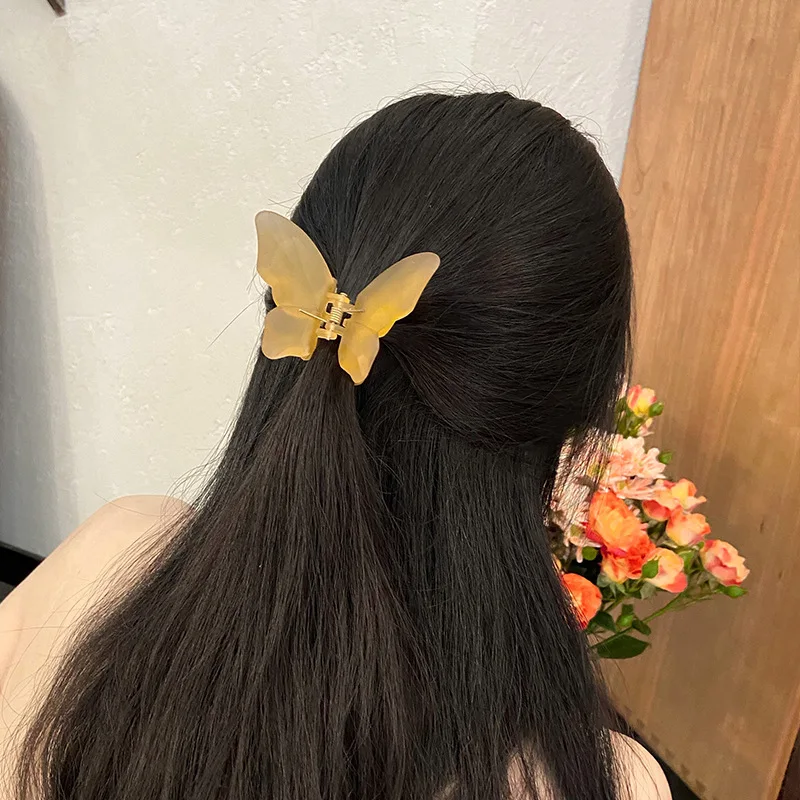 Top Trends: Fashion Butterfly Hair Clip Women Girls Matte Hair Clips Claw Crab Barrette Solid Sweet Simple Hair Clamps Hair Accessories Shoppable Styles - Image 5