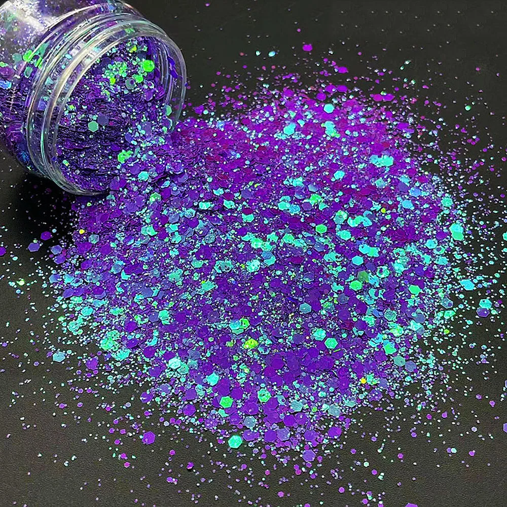 Top Trends: 10g Nail Art Glitter Chunky Flakes Cosmetic Super Shiny Wedding Wishes Mix Holographic Craft Iridescent Hex Poly Tumbler Glitter Shoppable Styles