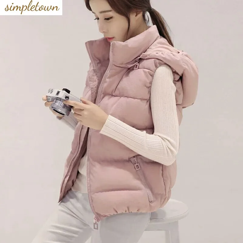 Top Trends: Detachable Hat 2023 Autumn / Winter New Women's Cotton Vest Short Korean Version Slim Down Cotton Tank Top Coat Shoppable Styles