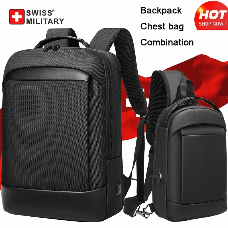 Top Trends: SWISS MILITARY New Design Business Backpack Men Casual Travel Multifunctional Black Backpack Fashion Male Laptop Bag Mochila Shoppable Styles