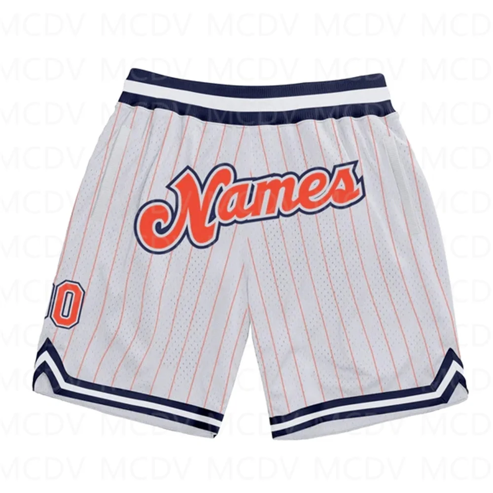 Top Trends: Custom White Orange Pinstripe Orange-Navy Authentic Basketball Shorts 3D All Over Printed Men's Shorts Quick Drying Beach Shorts Shoppable Styles