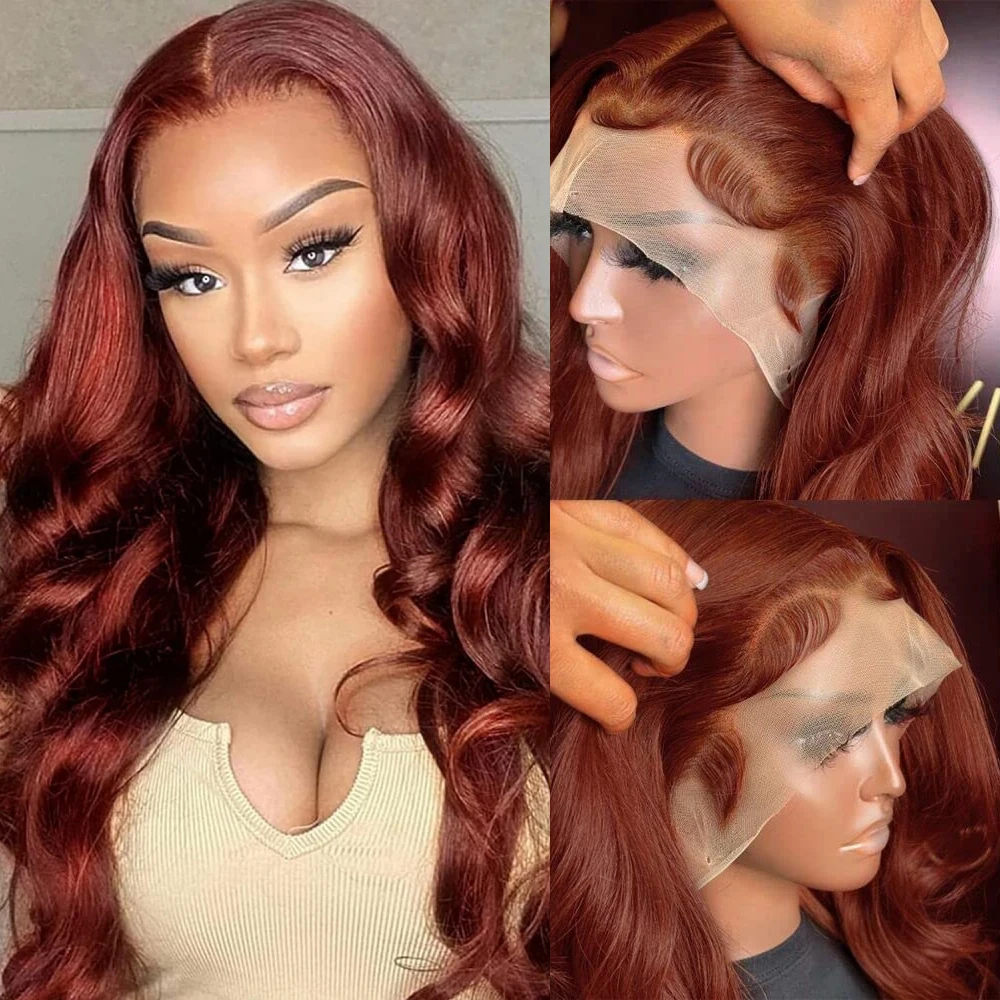 Top Trends: Reddish Brown Hd Lace Wig 13x6 Human Hair Brazilian Pre Plucked 13x4 Lace Front Wigs Dark Red Brown Body Wave 4x4 Closure Wig Shoppable Styles