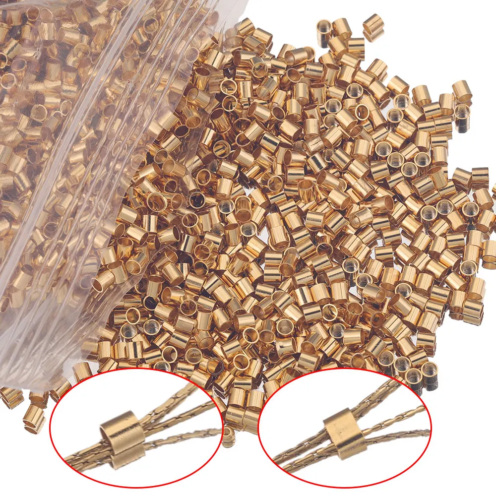 Top Trends: 200pcs Dia 1.5 2 2.5 Mm Stainless Steel Gold Tube Stopper Spacer Bead Crimp End Beads For Jewelry Making Supplies Wholesale Shoppable Styles