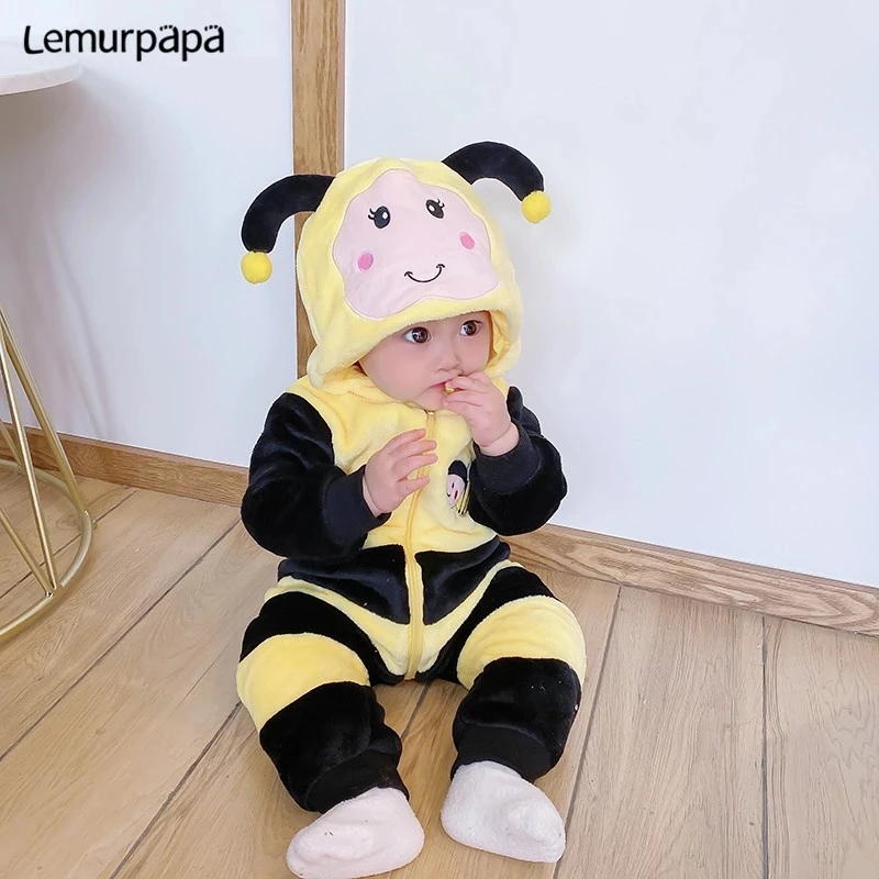 Top Trends: Newborn Baby Costume Romper Onesie Winter Infant Baby Clothes Ropa Bebe Soft Girl Boys Rompers Cute Bee Flannel Toddler Outfit Shoppable Styles