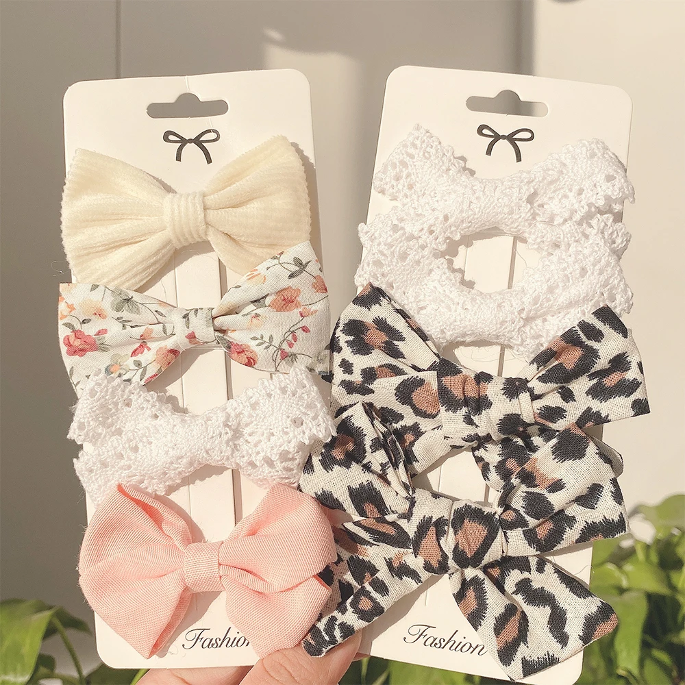 Top Trends: 4PCS / SET New Girls Leopard Hairpins Kids Sweet Hair Clips Barrettes Lovely Hair Bows Children Cute Kids Hair Accessories Shoppable Styles