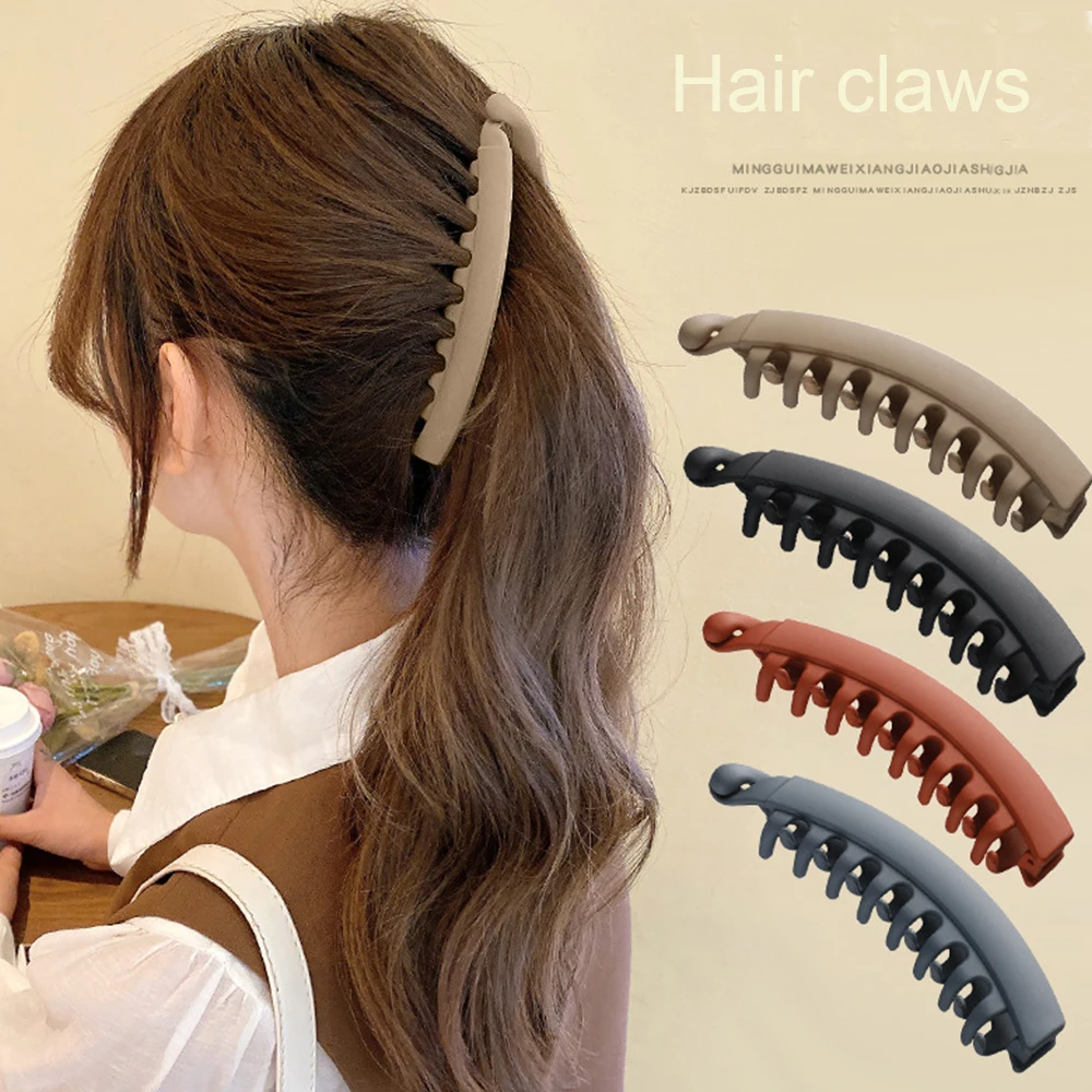 Top Trends: Frosted Hair Clips Solid Color Banana Claw Women Hair Accessories Fashion Ponytail Barrettes Headwear Shoppable Styles