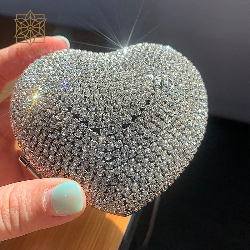 Top Trends: Mini Bling Crossbody Bags Rhinestone Luxury Diamond Chain Single Shoulder Bags Heart Shape Box Small Crystal Bags Designer Brand Shoppable Styles