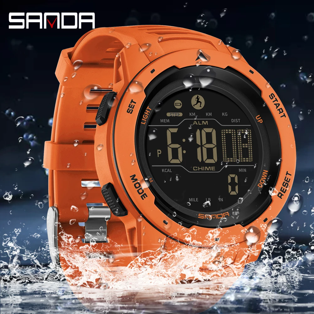 Top Trends: SANDA Brand Men Watches Sports Passometer Calories 50M Waterproof LED Digital Watch Military Wristwatch Relogio Masculino 2145 Shoppable Styles