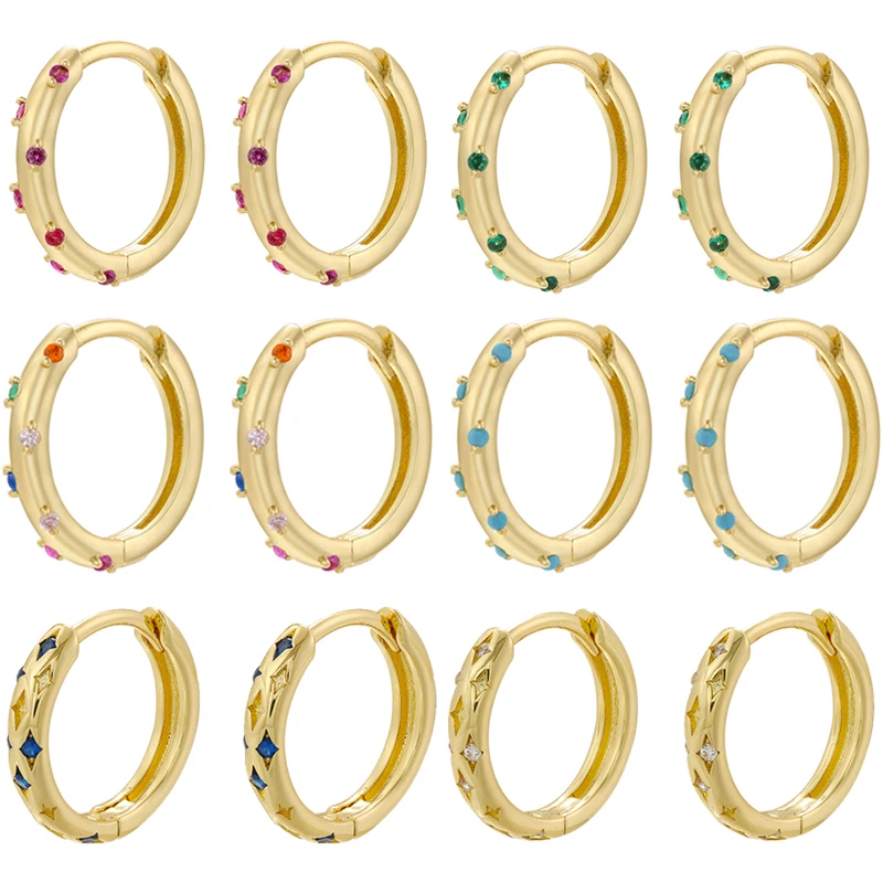 Top Trends: ZHUKOU Round Small Hoop Earrings Candy Hoop Earrings For Women Rainbow Gold Color Summer Huggies Earrings Wholesale VE834 Shoppable Styles