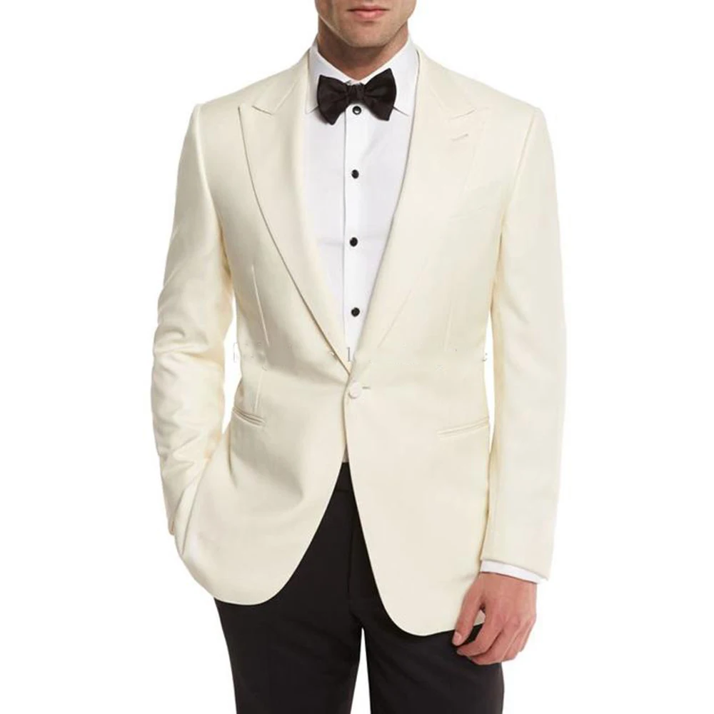 Top Trends: Ivory Men Suits Wedding Suit Bridegroom Business Groom Wear Tuxedos Custom Made Formal 2 Pieces Male Blazers Groomsmen Best Man Shoppable Styles