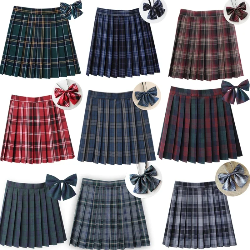 Top Trends: Women's Pleated Plaid Skirts Mini Tennis Skirt Harajuku JK With Neck Bow Adjustable Waist Japanese School Uniform Short Skirt Shoppable Styles