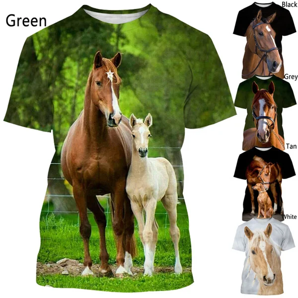 Top Trends: Summer Fashion Men's And Women's Harajuku Animal Horse 3D Printing T-shirt Casual Short Sleeved T-shirt Shoppable Styles