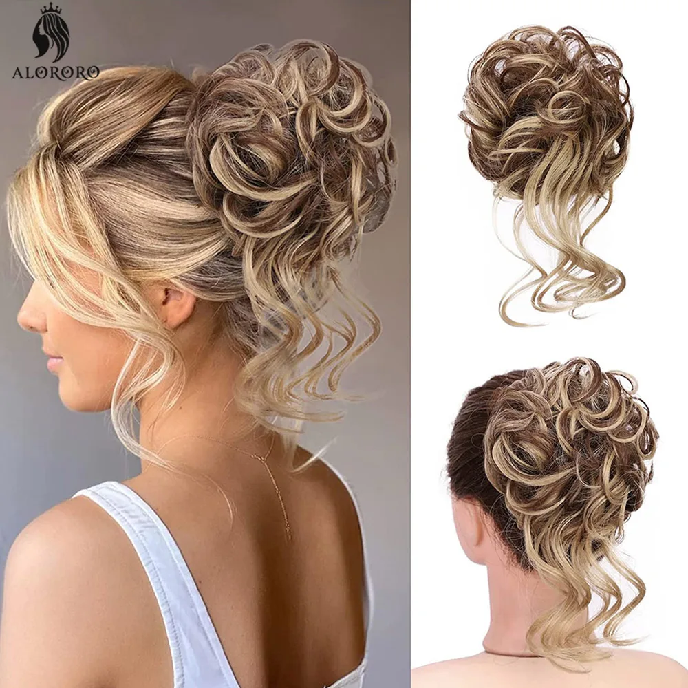 Top Trends: Synthetic Messy Bun Curly Scrunchie Hair Elastic Band Chignon Hair Donut Hairpiece Extensions For Women Shoppable Styles