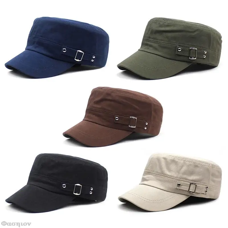 Top Trends: Washed Cotton Flat Caps Summer Autumn Adjustable Belts Army Cap Military Style Cadet Chapeau Women Men Outdoor Painter Hats 2022 Shoppable Styles