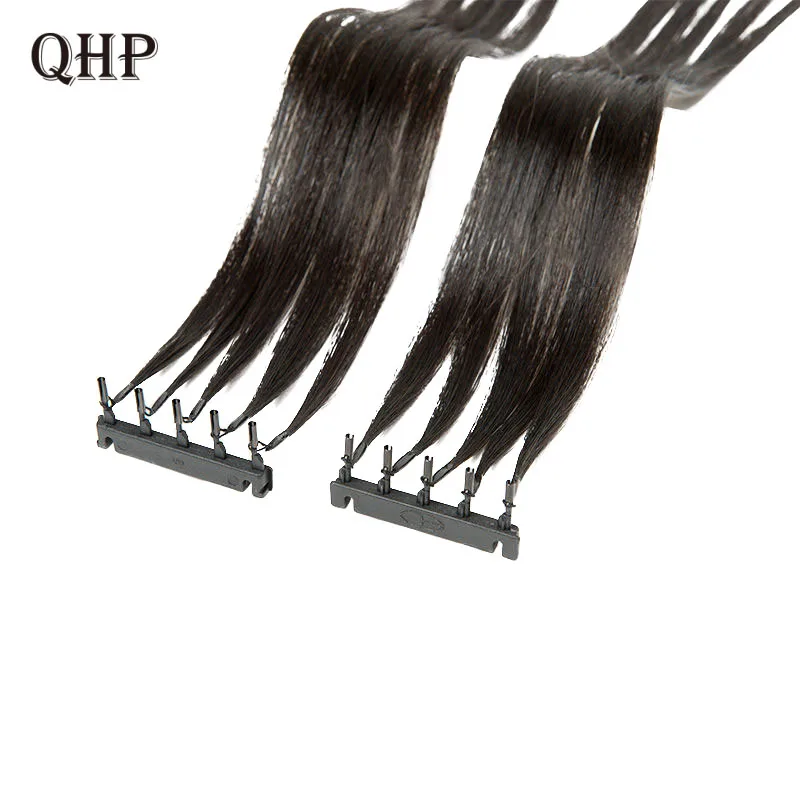 Top Trends: QHP 2nd Generation 6D Human Hair Extensions Straight Brazilian Raw Virgin 100% Real Human Hair Natural Hairpiece 5 Rows / PC 100g Shoppable Styles