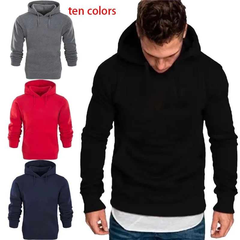 Top Trends: Fashion New Men's Casual Solid Hoodie Men's Hip Hop Hooded Sweatshirt Wool Hoodie Pullover Ten Colors Shoppable Styles