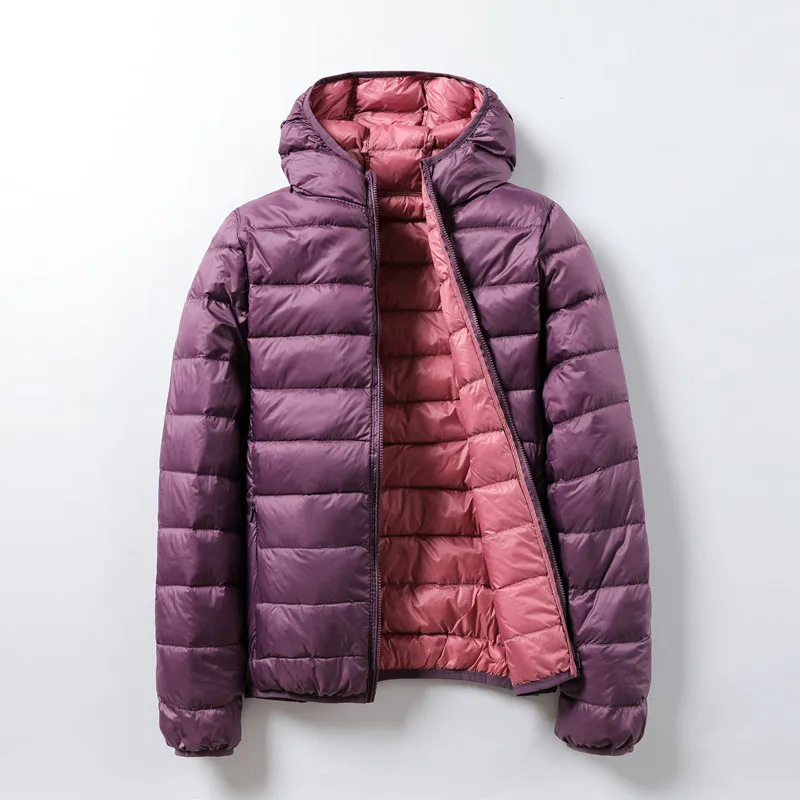 Top Trends: Women Hooded White Duck Down Coats Autumn Winter Female Ultra Light Puffy Feather Jackets Solid Windproof Portable Outerwear Shoppable Styles