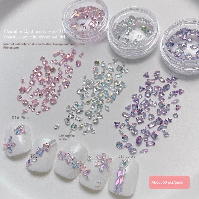 Top Trends: Coated Bare Mixed Sharp Bottom Zircon Sparkling Crystal Mini Art Rhinestones Collection 50Pcs Nail DiamondDecorative Accessories Shoppable Styles