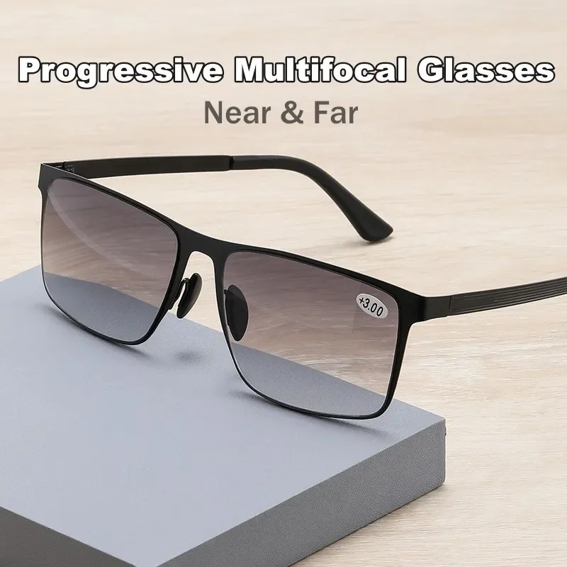 Top Trends: Retro Men Business Reading Sunglasses Progresive Multifocal Reading Presbyopia Eyewear Near Far Sighted Eyeglasses With Diopter Shoppable Styles