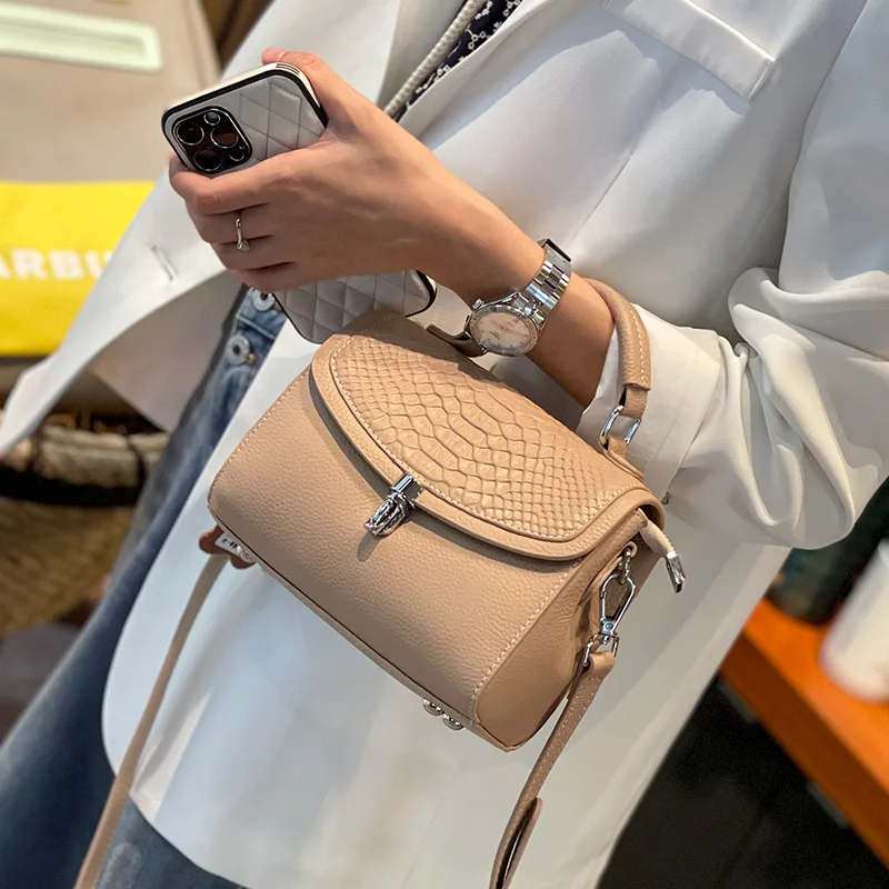 Top Trends: Genuine Leather Women Bag Fashionable Purse For Lady Temperament Crossbody Square Shoulder Bag Cow Leather Versatile Handbag Shoppable Styles