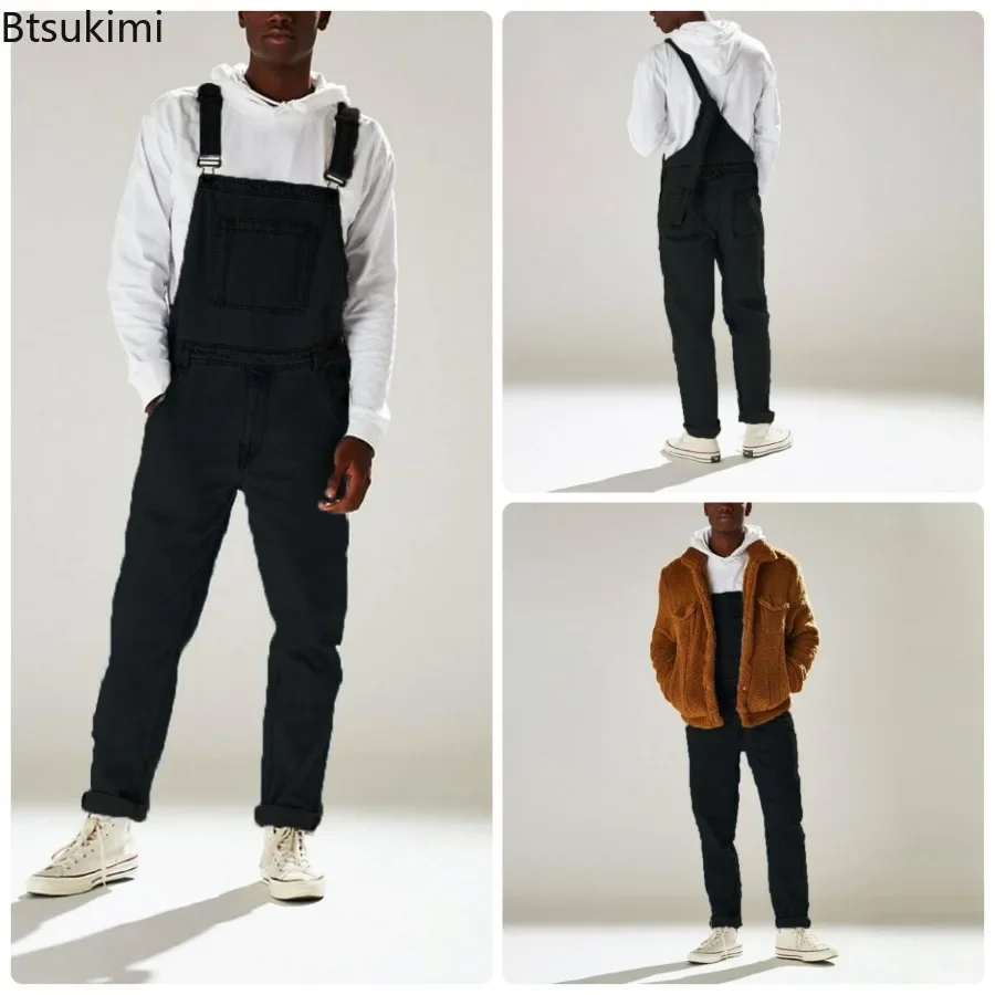 Top Trends: 2024 Men's Denim Jeans Jumpsuit Streetwear Spring Autumn Trendy Strap Pants High Waist Men's One-piece Jeans Trousers Overalls Shoppable Styles - Image 2