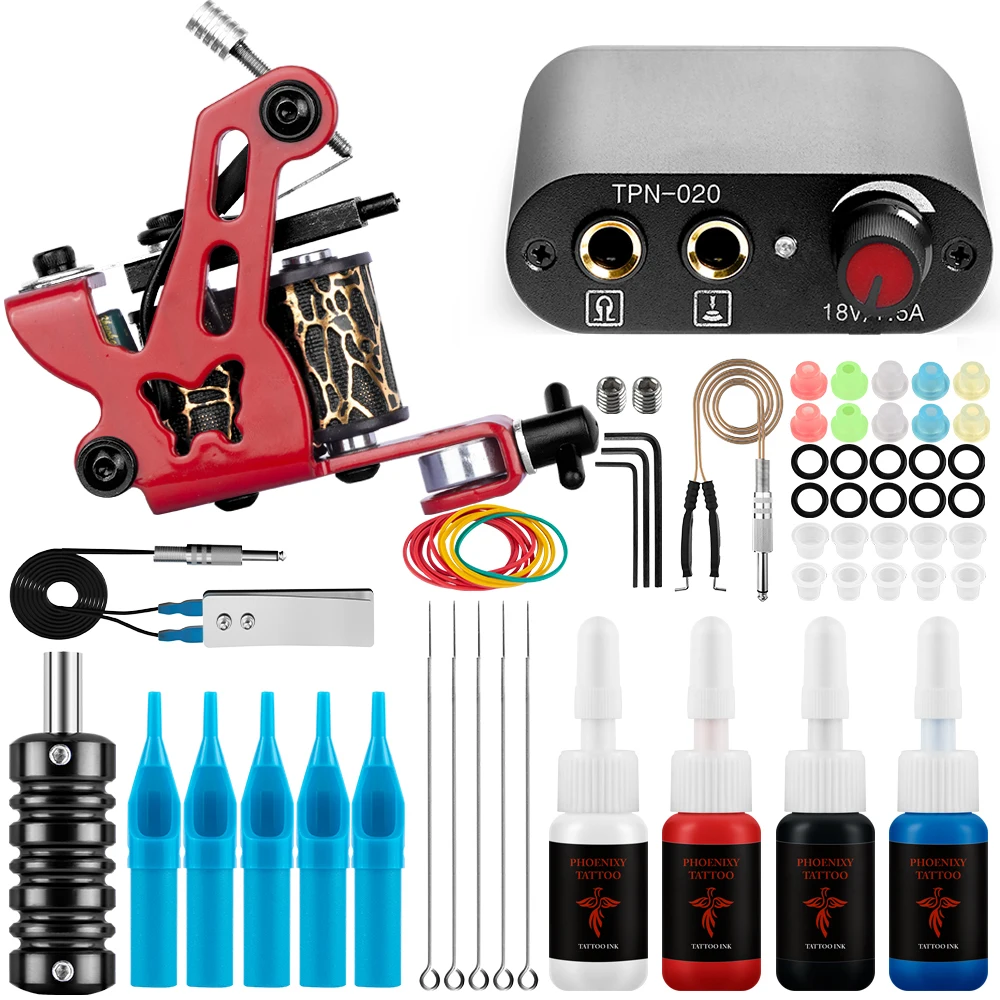 Top Trends: Phoenixy Beginner Tattoo Machine Gun Kit Tattoo Machine Power Supply Permanent Tattoo Inks Needles Complete Tattoo Body Art Kit Shoppable Styles