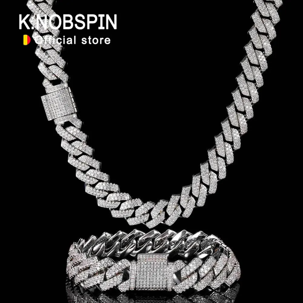 Top Trends: KNOBSPIN D Color Moissanite Cuban Bracelet 925 Sterling Sliver Plated With 18k White Gold Diamond Cuban Link Chain For Women Man Shoppable Styles