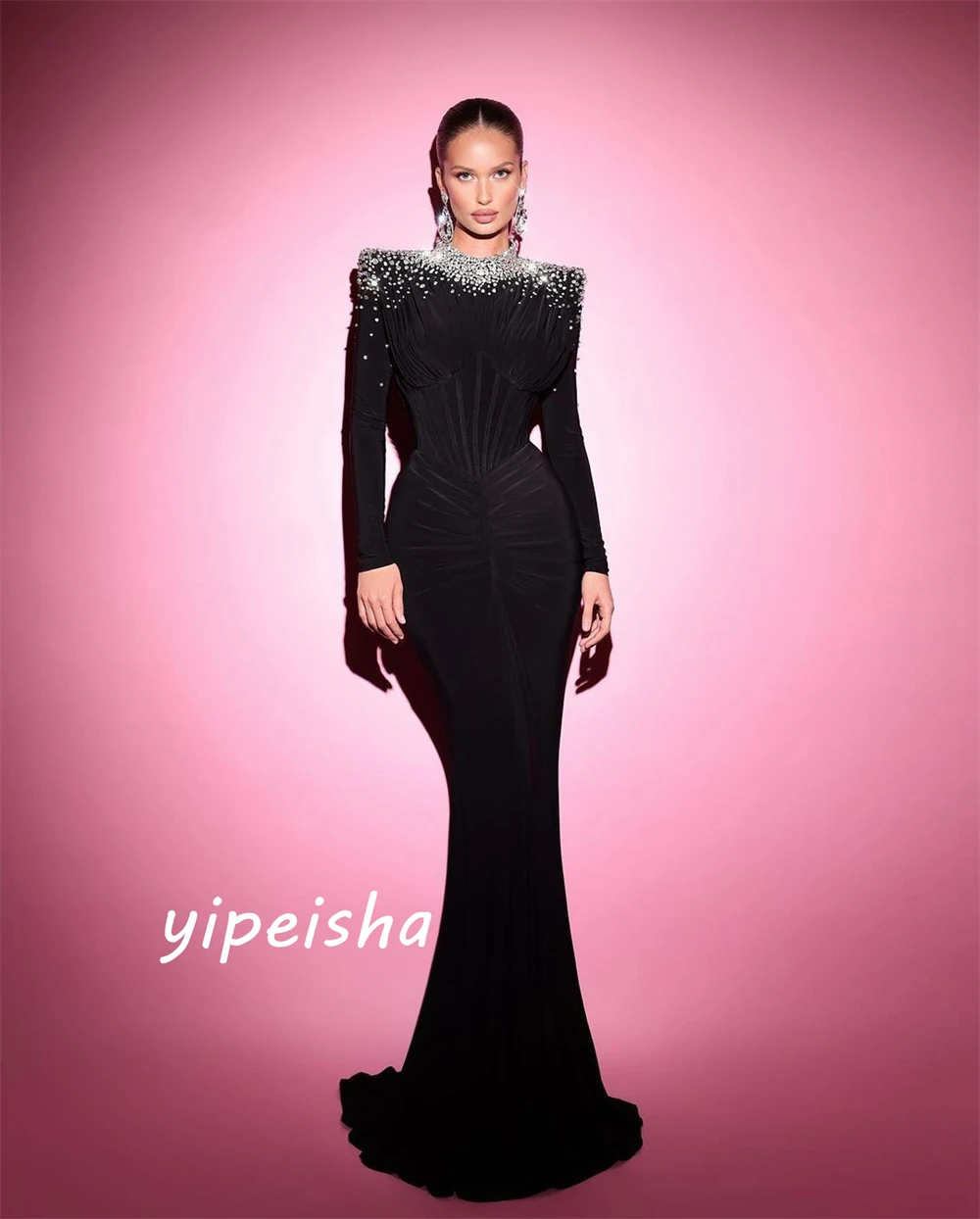 Top Trends: Yipeisha Fashion Exquisite High Collar Mermaid Celebrity Dresses Beading Paillette / Sequins Charmeuse Evening Shoppable Styles - Image 4