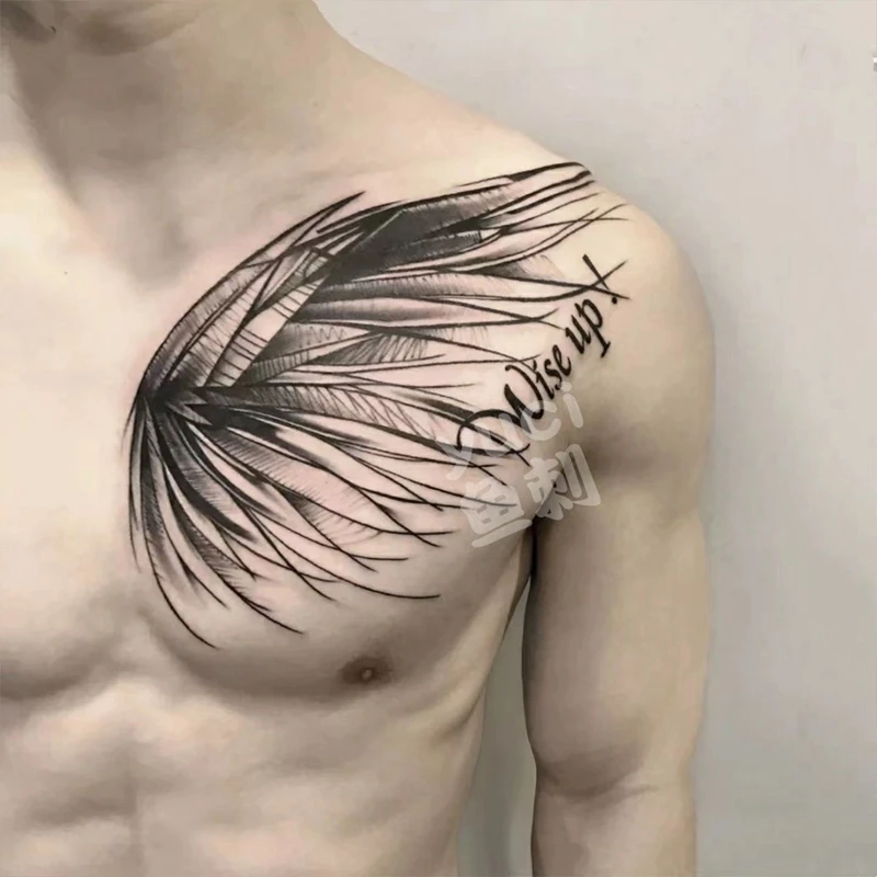 Top Trends: Chest Wings Waterproof Tatouage Temporaire Homme Black Temporary Tattoo Stickers Cool Art Fake Tattoo Tatuagem Adesiva Aufkleber Shoppable Styles