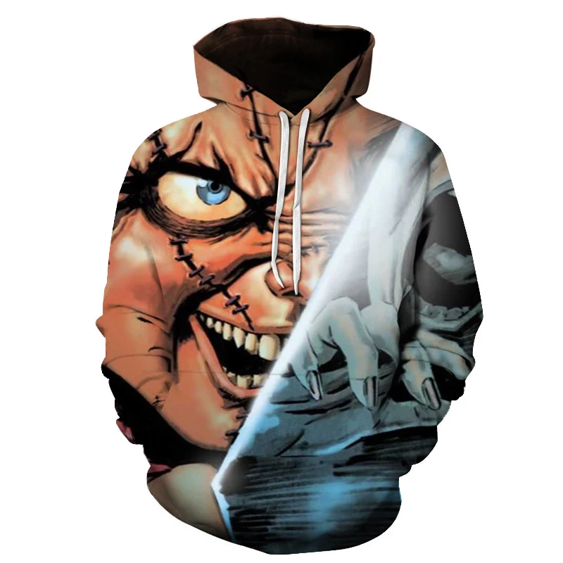 Top Trends: Men's And Women's Horror Movie Playful Chucky Pullover Hoodie Fashion Oversized Street Hoodies Sweatshirt Shoppable Styles