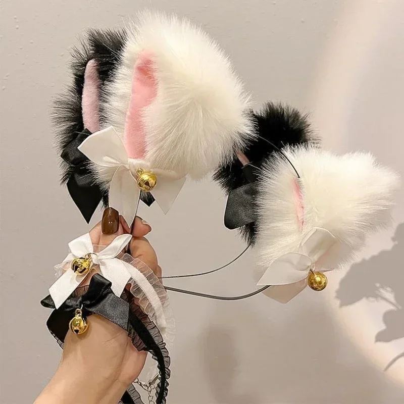 Top Trends: Cute Cat Ear Hair Wear Claw Gloves Set Girls Anime Cosplay Costume Plush Bell Cat Fur Ear Hairband Night Party Club Headbands Shoppable Styles