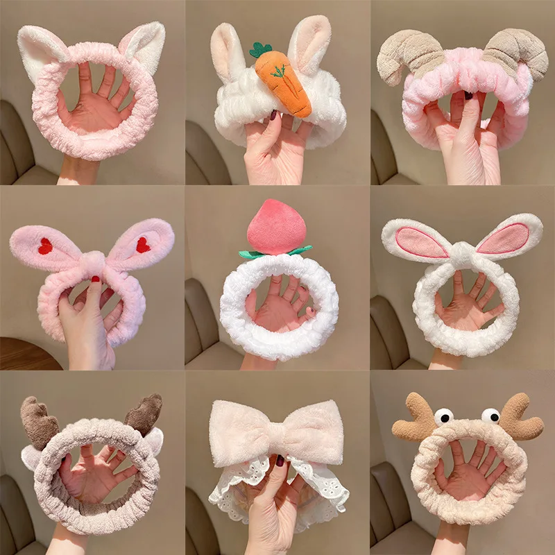 Top Trends: Wash Face Hair Holder Hairbands Soft Warm Coral Fleece Bow Cute Animal Cat Ears Headband For Women Girls Makeup Hair Accessories Shoppable Styles