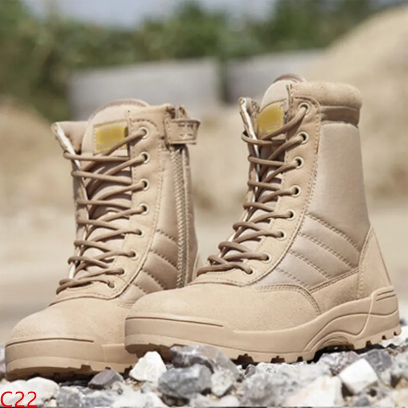 Top Trends: Hot Fashion Men Boots Winter Outdoor Leather Military Boots Breathable Army Combat Boots Plus Size Desert Boots Men Hiking Shoes Shoppable Styles