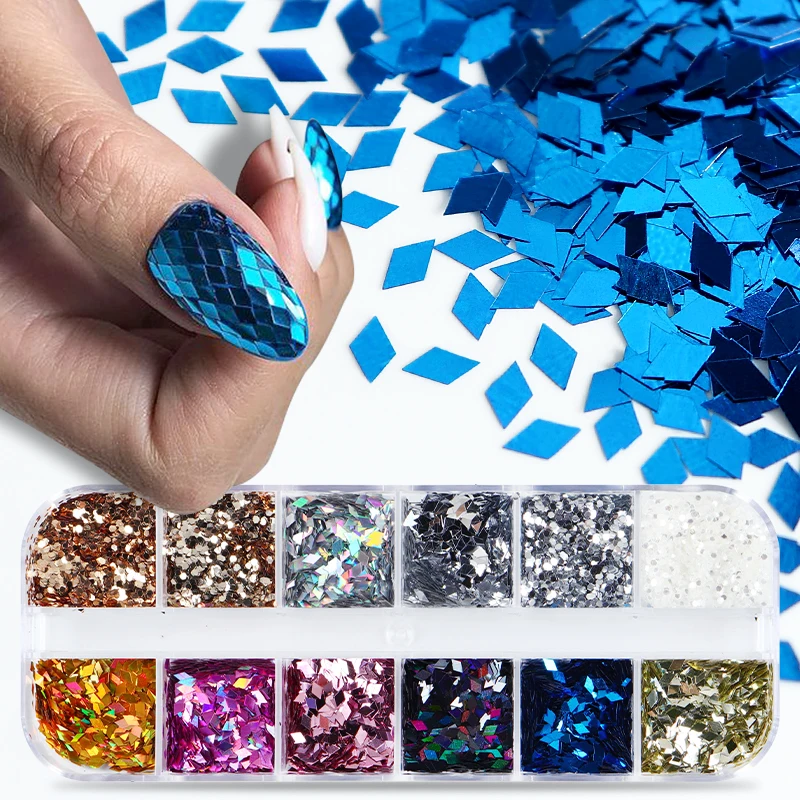 Top Trends: Holographic Glitter Rhombus Sequins For Nail Design Sparkling Diamond Shape Paillette Flakes Nail Art Decorations Accessories Shoppable Styles